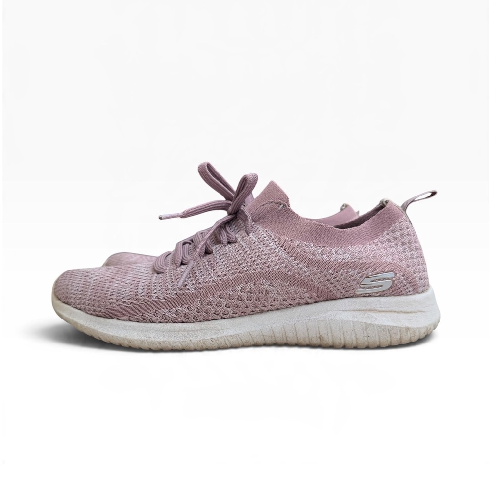 Skechers Ultra Flex First Take Knit Sneakers Lavender Mauve Athleisure Sz 8